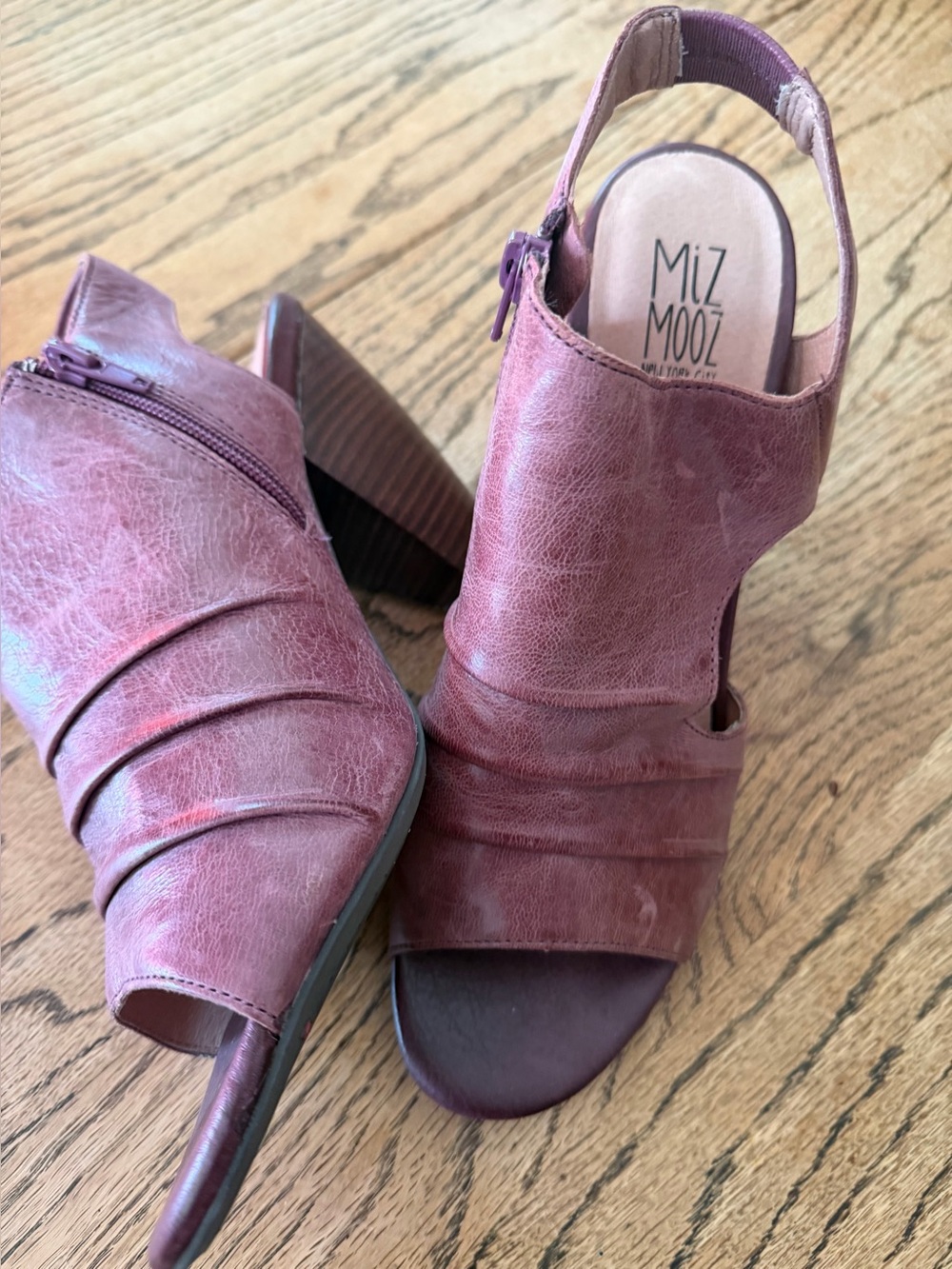 Miz Mooz Open-Toe Slingback Heels in Mauve